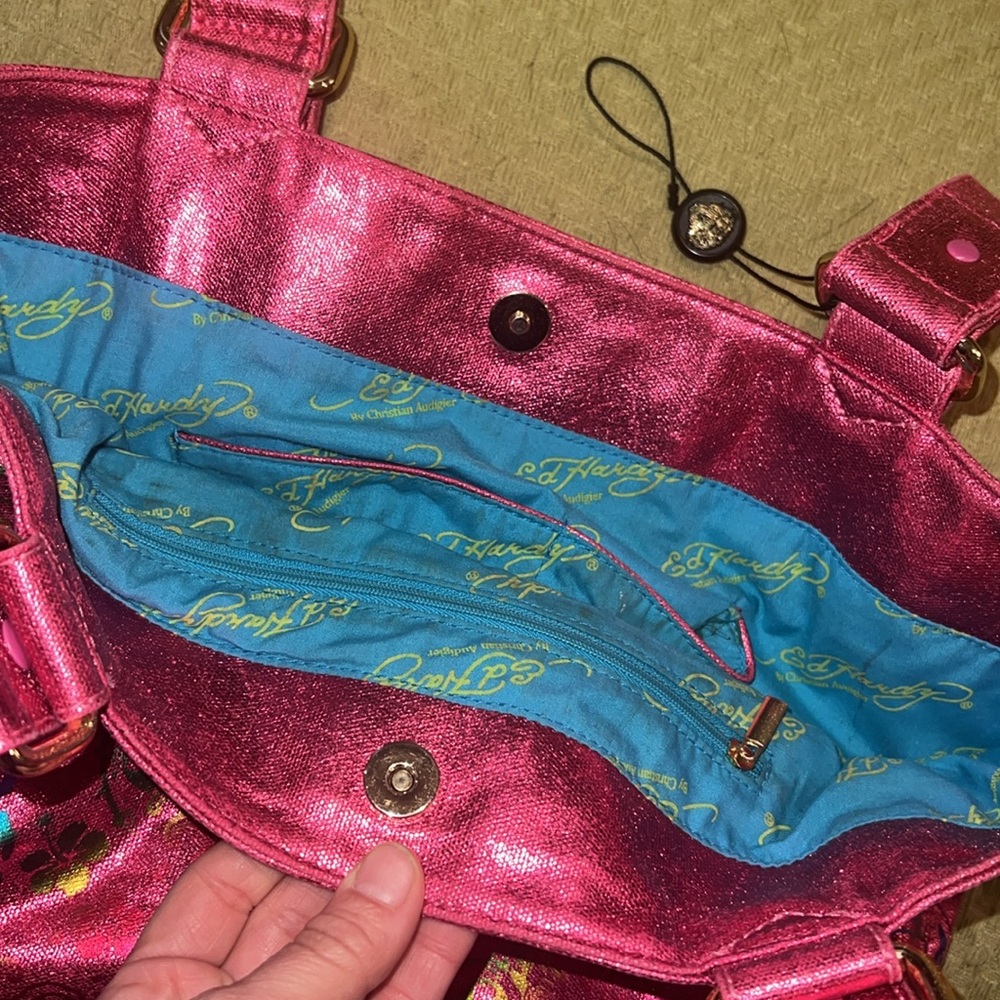 *EUC* Y2K Ed Hardy x Lisa Frank Holographic Tote by Christian Audigier - Picture 9 of 9